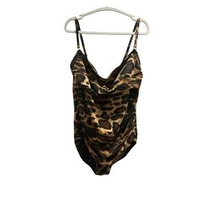 CHI by Falchi Shape FX Leopard One Piece Swimsuit Ruched 22W NWT